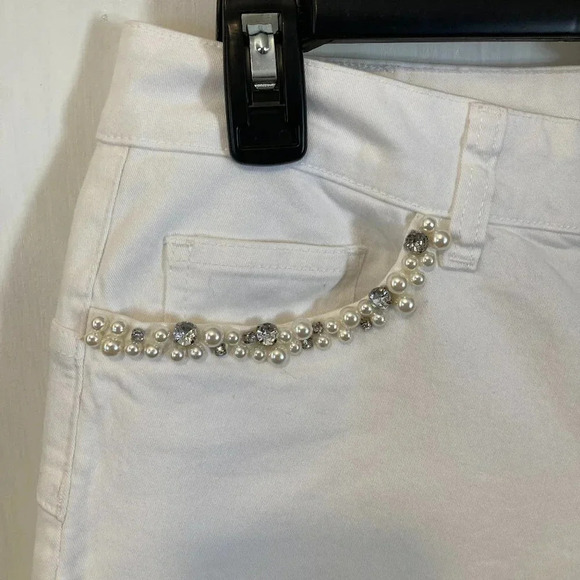 LIU Jo women's size 31 embellished ankle crop super stretch push up denim jeans - Picture 2 of 7